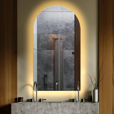 Semi-Oval 2 LED Mirror | Wall Switch Control | Warm White Light - Reyze Ambient Series Model 1