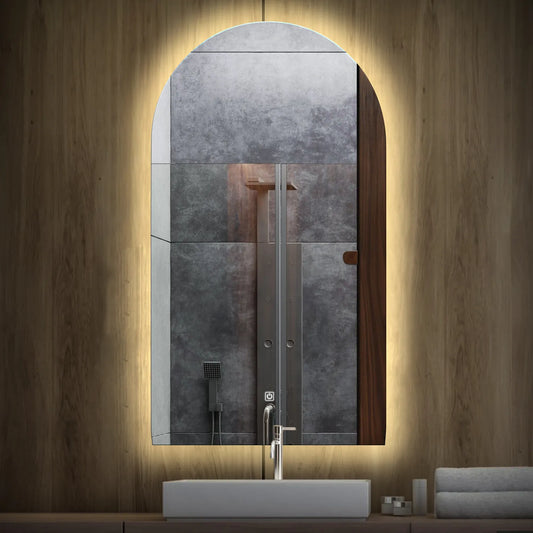 Semi-Oval 2 LED Mirror | Touch Button | Neutral White Light - Reyze Ambient Series Model 1