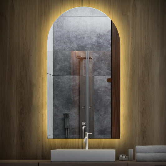 Semi-Oval 2 LED Mirror | Touch Button | Warm White Light - Reyze Ambient Series Model 1